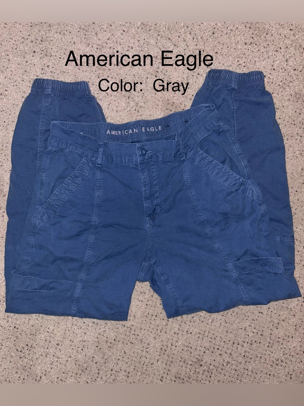 American Eagle Women’s Pants. Gray. 6 POCKETS! Back elastic waist. Size 10. GUC